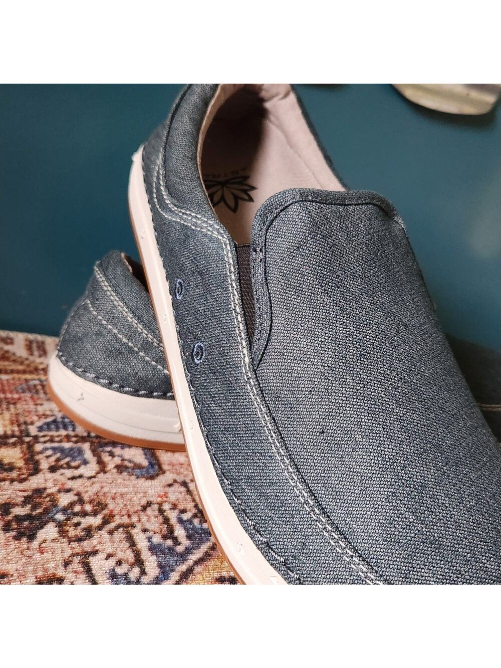 Astral the hemp baker denim Navy womens size 10/ Men 9 slip on flat shoes